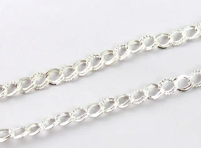 12 Meters silver plate textured rope metal chain 8x5mm #18594SP