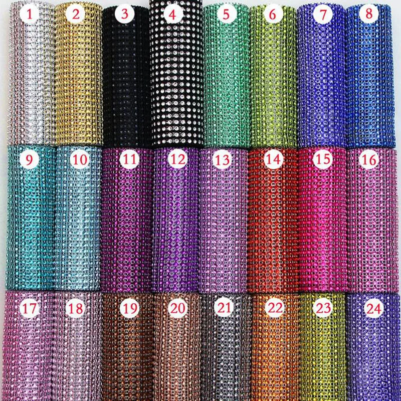 

10Yards Rhinestone Mesh Ribbon Crystal Trimming Rhinestone Chain Cake Roll Wrap Electroplating Plastic Wedding Party Decoration