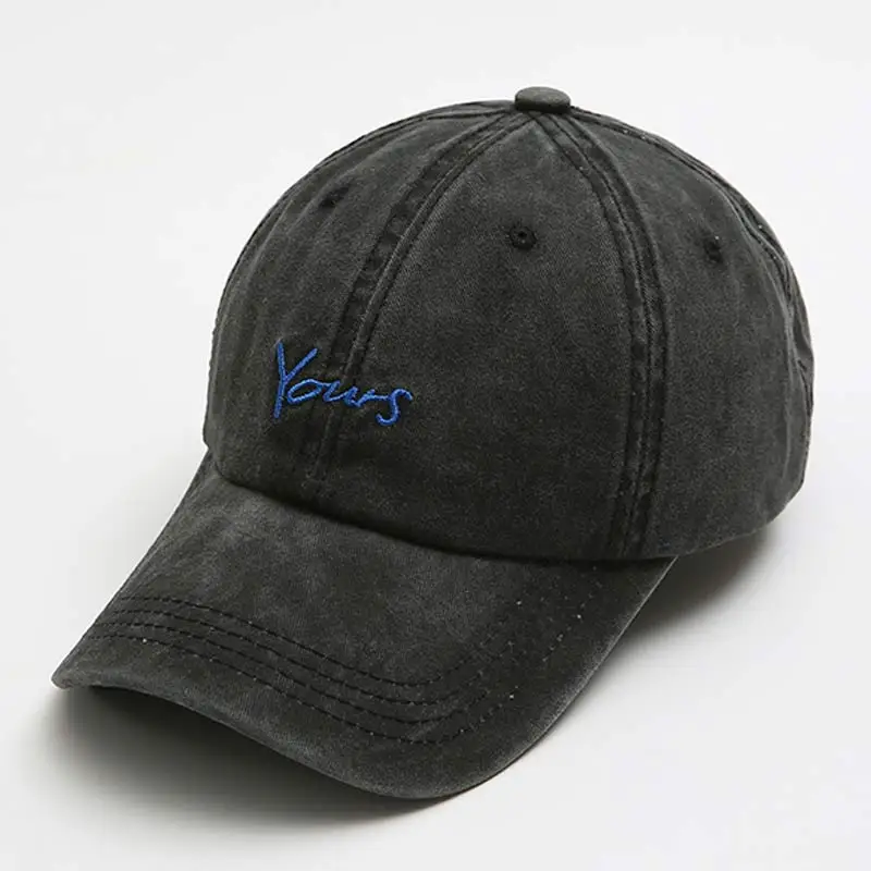 Adjustable Vintage Letters Dad Hat Washed Cotton Retro Baseball Hat for Men Women Purple Khaki Navy Dark Grey Wine Red Size 58CM