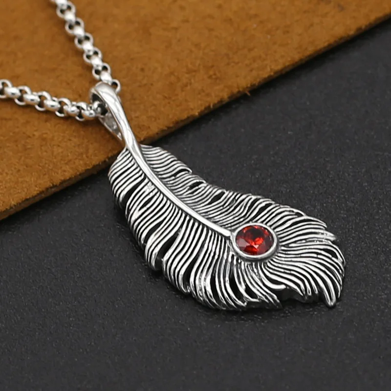 

S925 Sterling Silver Jewlry Vintage Thai Silver Tkahashi Goro Handmade Eagle Feather Male And Female Pendants