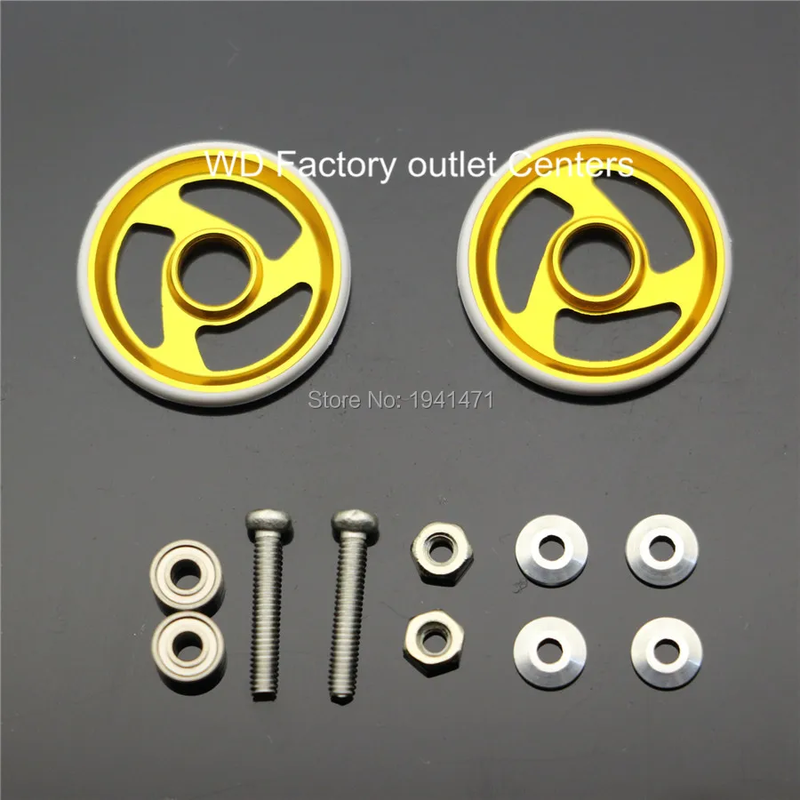 RFDTYGR 4 Sets 19mm Aluminum Rollers  w/Plastic Rings Self-made Parts For Tamiya Mini 4WD19mm Ball-Race  Guide -Wheel D016