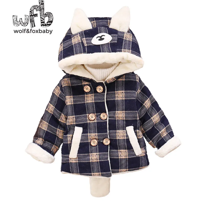 Retail 1-3 years children's plus cashmere padded coat cartoon coat boy winter