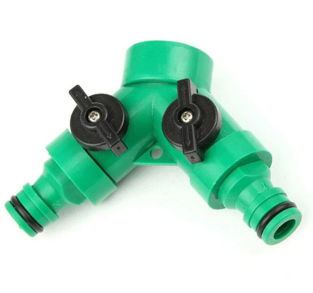 

Quick connector of irrigation, the 3-way ball valve, pipe Quick, Quick Couping adaptor Two Ways - hose adaptor Green Color