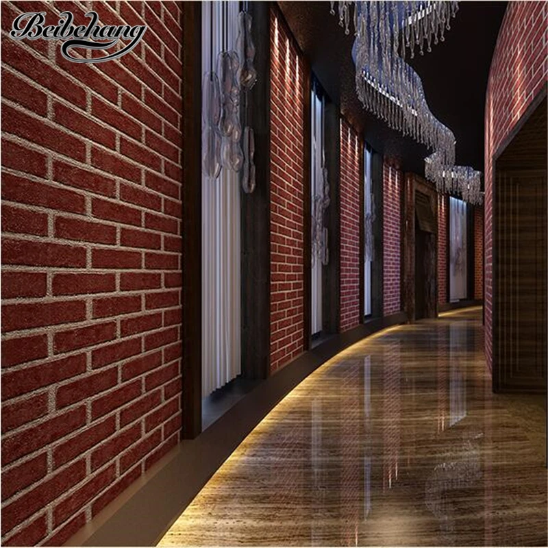 

beibehang Stereo Wallpaper Stereo Retro Brick Wallpaper Restaurant Study Office Shop Background Wallpaper Brick papel de parede