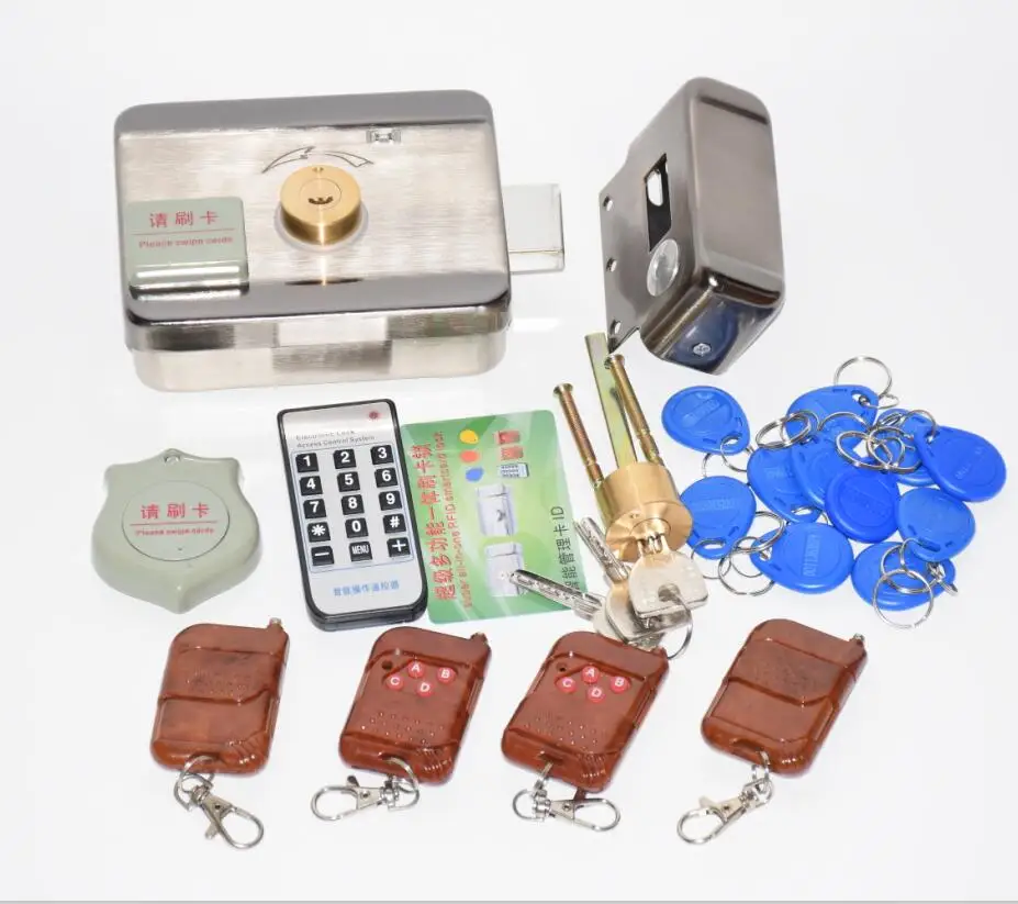 1 2 3 4 remote controls electronic lock kit DC12V integrated RFID card electronic gate door locks reading &rotating open