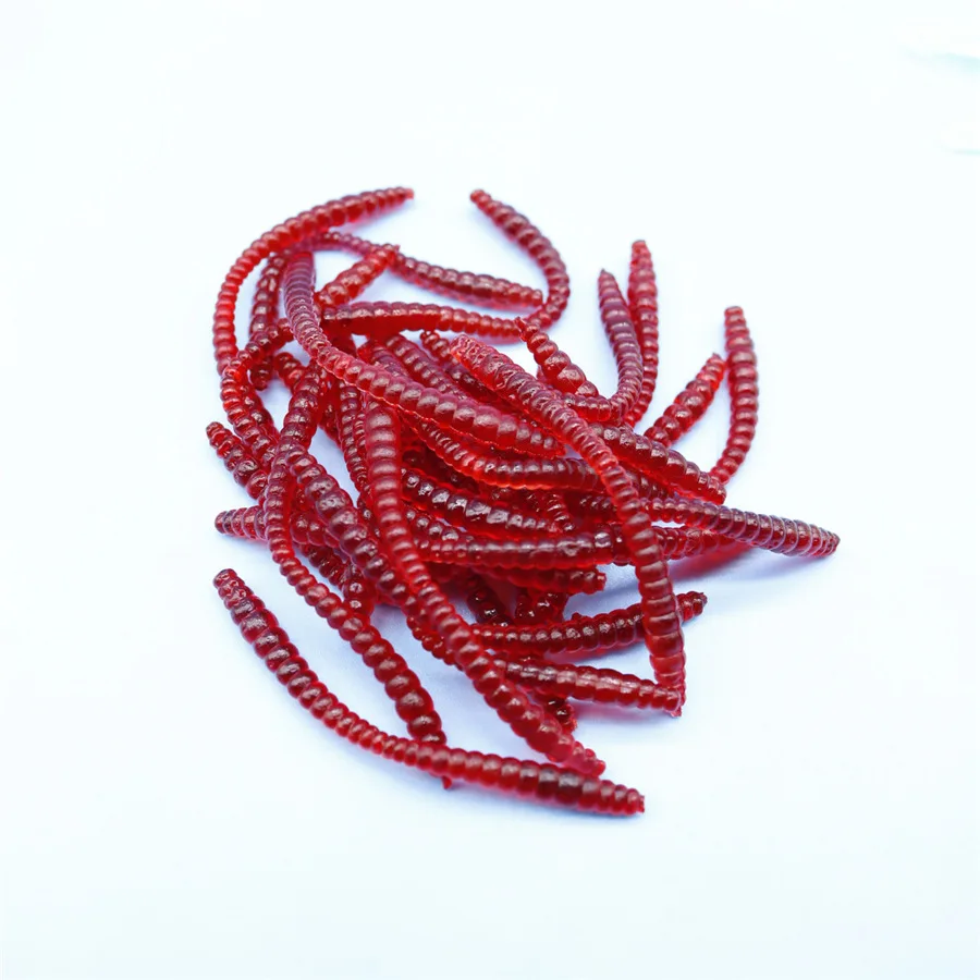 20pcs/lot Fishing Soft Lure Simulation Earthworm red/yellow Worms 6cm Artificial Lifelike Trout carp Lures fishing takcle