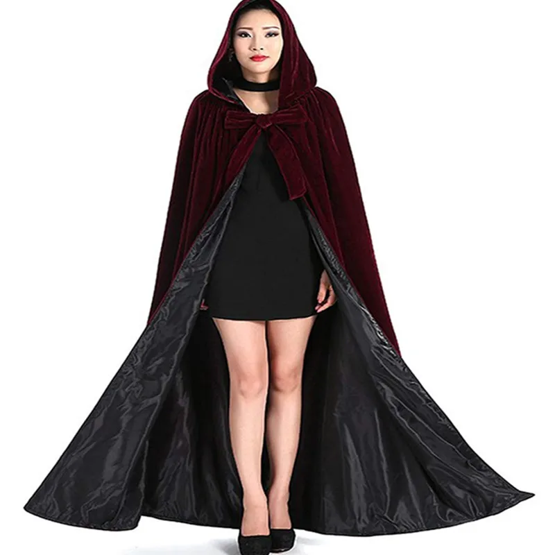 New Red Bridal Winter Long Hooded Faux Fur Trim Satin Wedding Jacket Cloak Shawl Cape Custom Made Wraps Jackets