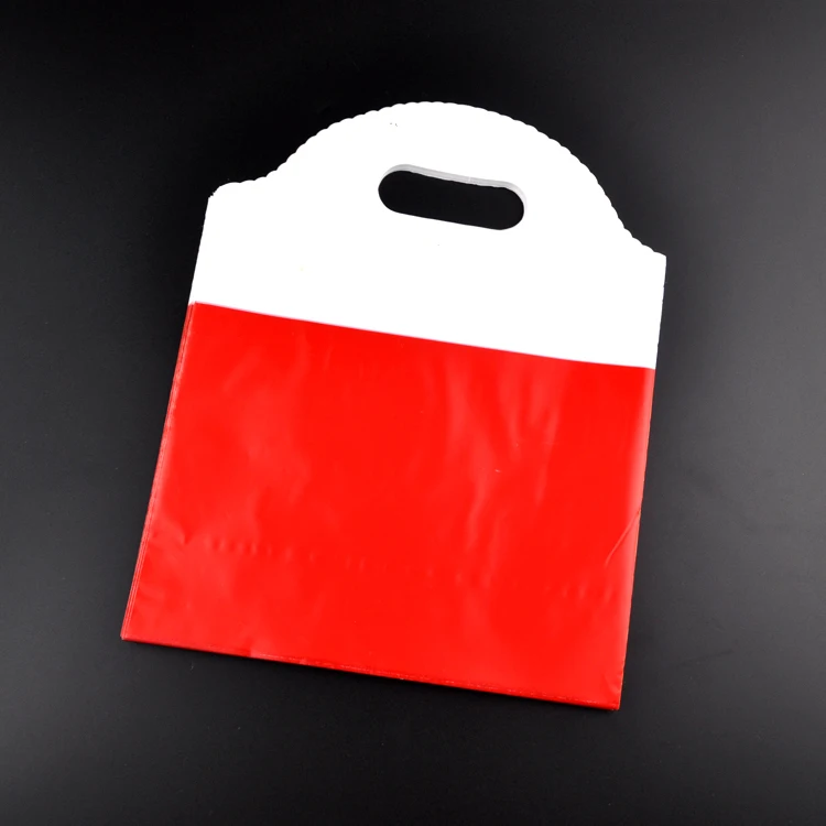 50pcs/lot 25x29.5cm Red Plastic Bags Recyclable Shopping Plastic Gift Bag With Handle Plastic Boutique Packaging Bags