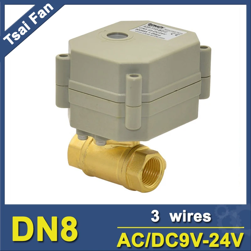 1/4'' (DN8) DC12V/24V  2 Way Brass Electric Motorized Valve Metal With Indicator Metal Gear CE certification IP67