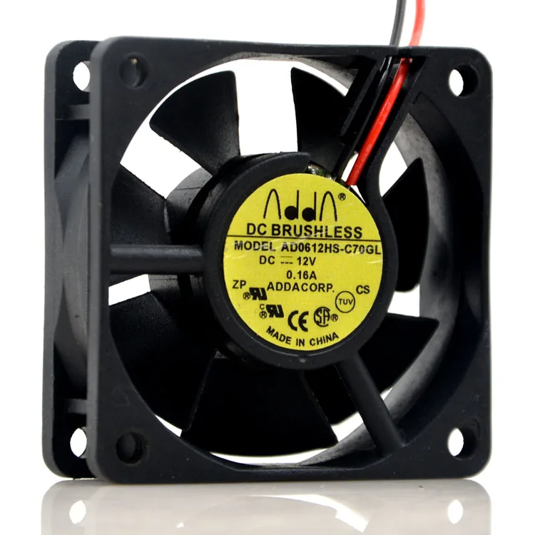 

FOR ADDA AD0612HS-C70GL 6020 6CM 60*60*20mm 2 Wires Computer Cooling Fan DC 12V 0.16A