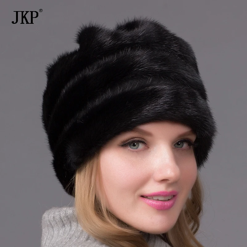 Real Mink Fur Hat For Women Winter Full Fur Hat With Flower Top 2024 New Arrival Good Quality Multicolor Female Luxury DHY-45