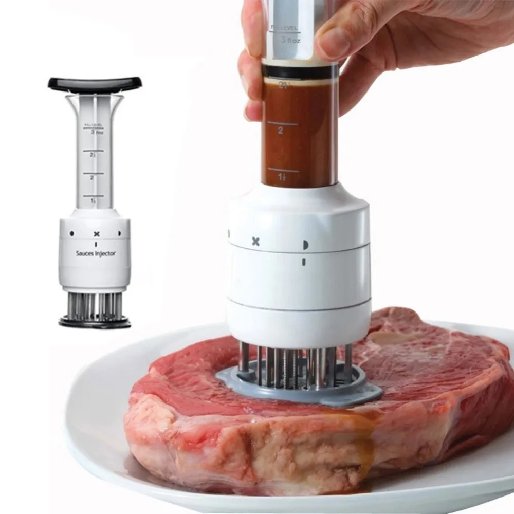 Meat Tenderizer Needle - Kitchen Tools 2 in 1 Meat Injector, Sauces Injector, Flavor Syringe with Ultra Sharp Blades