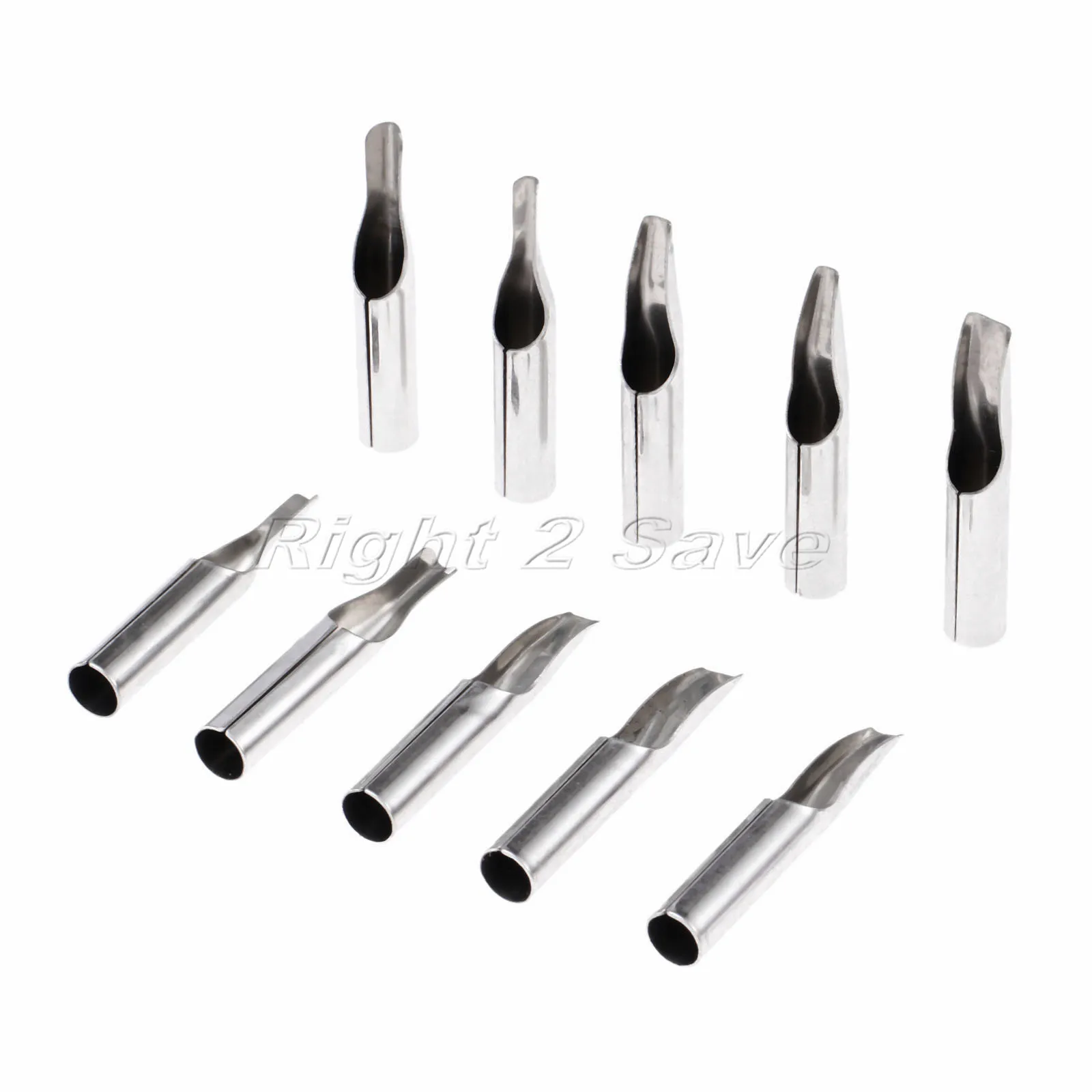 

10pcs/set Tattoo Tips Stainless Steel Caps Nozzle tube Round Flat mouth sterilized 3/5R 7/9R 11/14R 16/18R 5F 7F 9F 11F 13F 15F