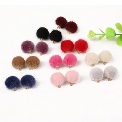 15mm 10pcs/lot Multicolor Fur Covered Ball Hair Ball Beads Charm Pendant For Earring Necklace Bracelet DIY Jewelry Decoration