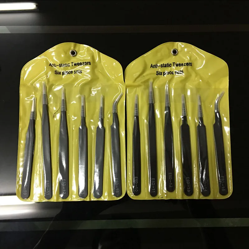 Conjunto de pinças econômicas, 6 peças, pinças antiestáticas, ferramentas de manutenção