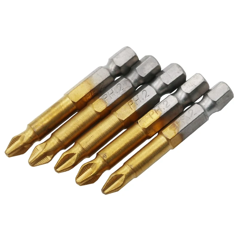 5Pcs/Set Titanium coated Anti Slip Phillips 1/4\