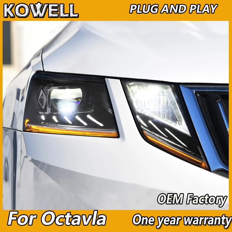 

KOWELL Car Styling For Skoda Octavia Headlights 2018 New Octavia ALL LED Headlight LED DRL Lens High Low Beam Parking