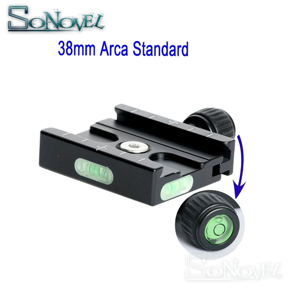 60x38 มิลลิเมตร QR-60 Quick release Clamp Adapter กับ Gradienter สำหรับขาตั้งกล้องขาตั้งกล้อง Arca Swiss RRS Wimberley