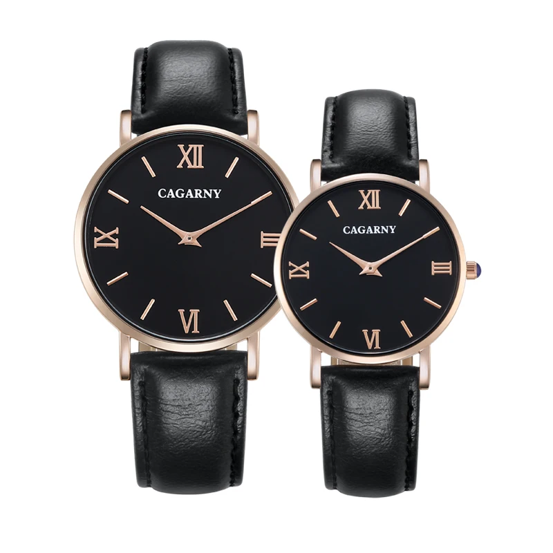 Relojes clásicos para amantes, reloj de cuarzo con correa de cuero Vogue para mujer, resistente al agua, caja de oro rosa, relojes de pulsera para