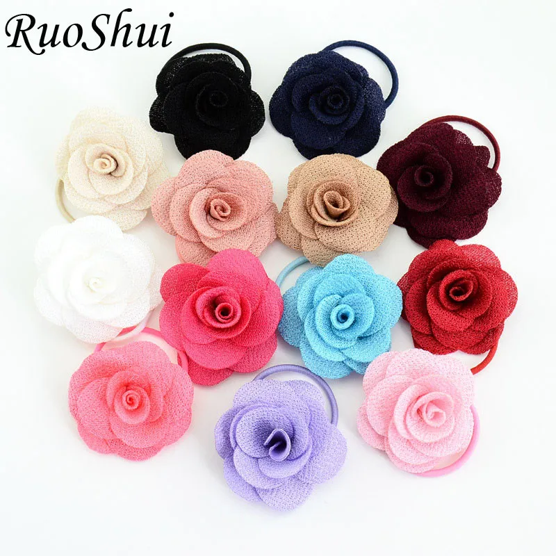 

Ruoshui Girls Flower Scrunchies Fabric Hair Ties Woman Hair Accessories Rope Gum Korean Elastic Hair Band Floral Kids Headwear