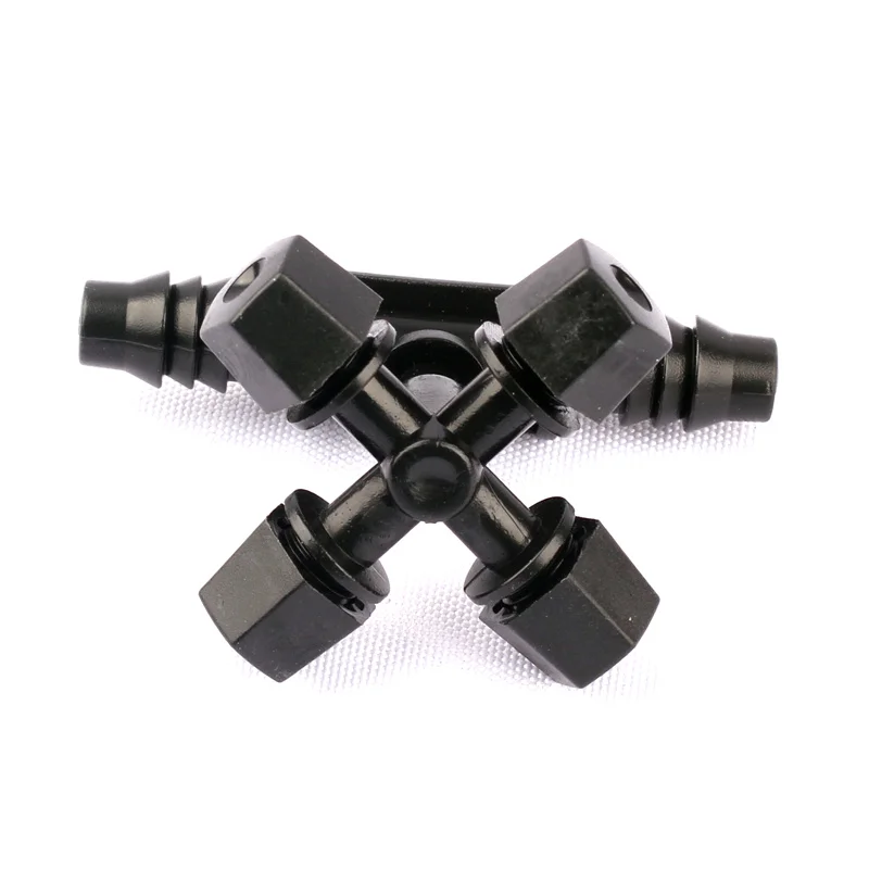 5set Cross Atomizing Sprinkler With 8/11 To 6mm Tee Connector High Efficient Four Ways Spray Garden Cooling Irrigation Emitters