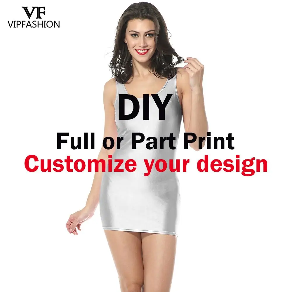 

VIP FASHION 3D Print DIY Custom women Summer women's Clothing Tank Top Dress Customized Logo Sleeveless Dress Dropship