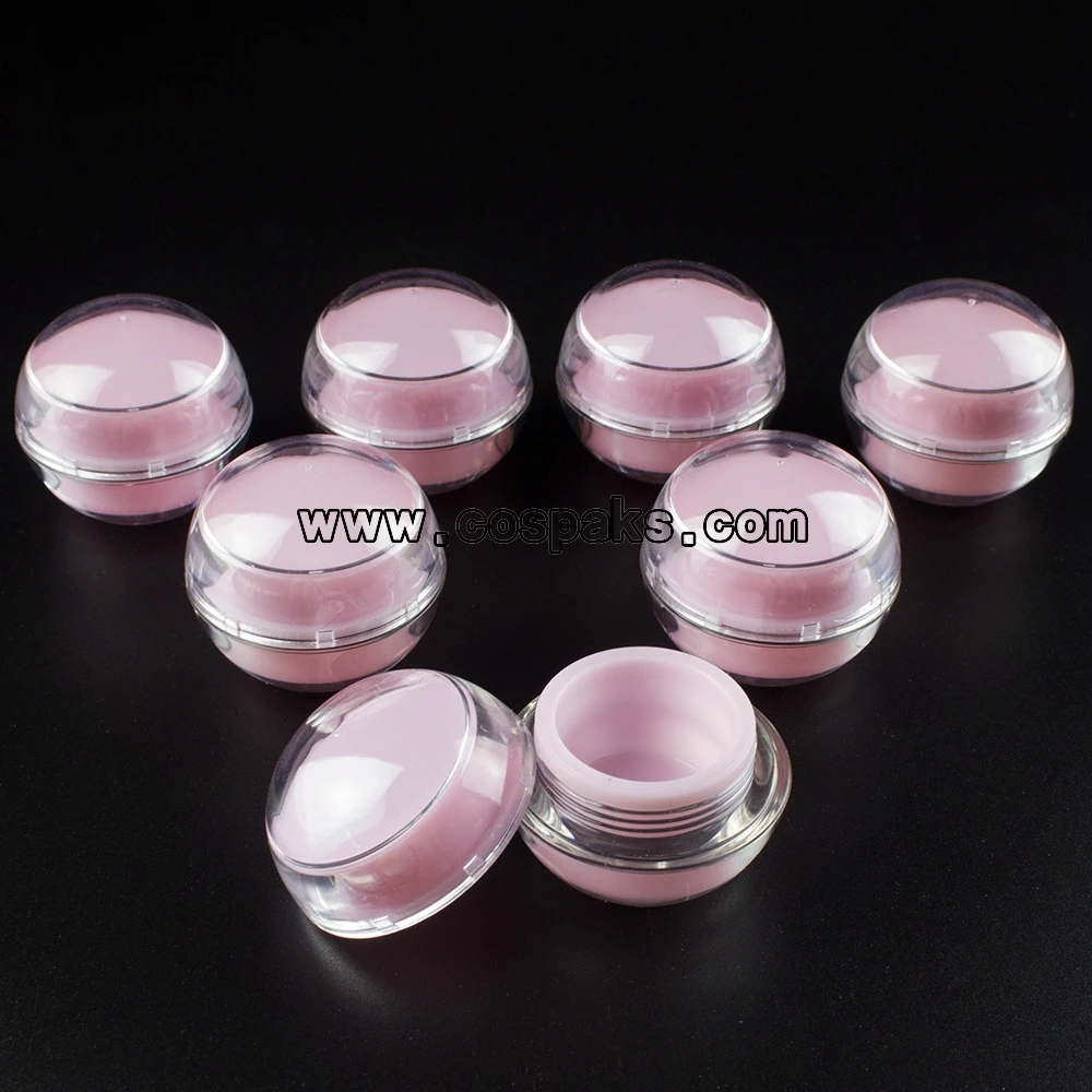 

small make up containers, small containers for kosmetik, 5ml ball shape pink cosmetic sample jars