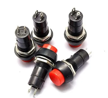 10pcs PBS-11B 2PIN Plastic 12mm Push Button Momentary Switch 3A 150V Red green random sent by default