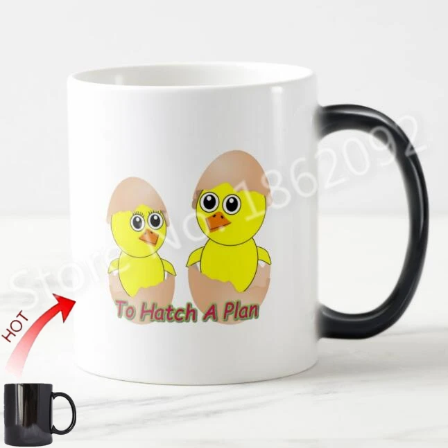 Cute Chicks In Love Magic Mug Funny Chick Couple To Hatch a Plan Coffee Mug Tea Cup Novelty Kawaii Gifts Heat Color Change 11oz