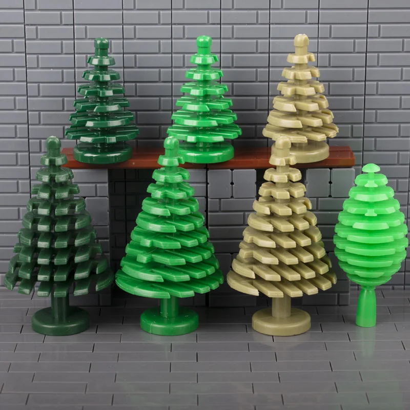 Christmas Tree Building Blocks Green Plant Figure City Military Accessories Blocks Mini Trees Plants MOC Toys For Children C042