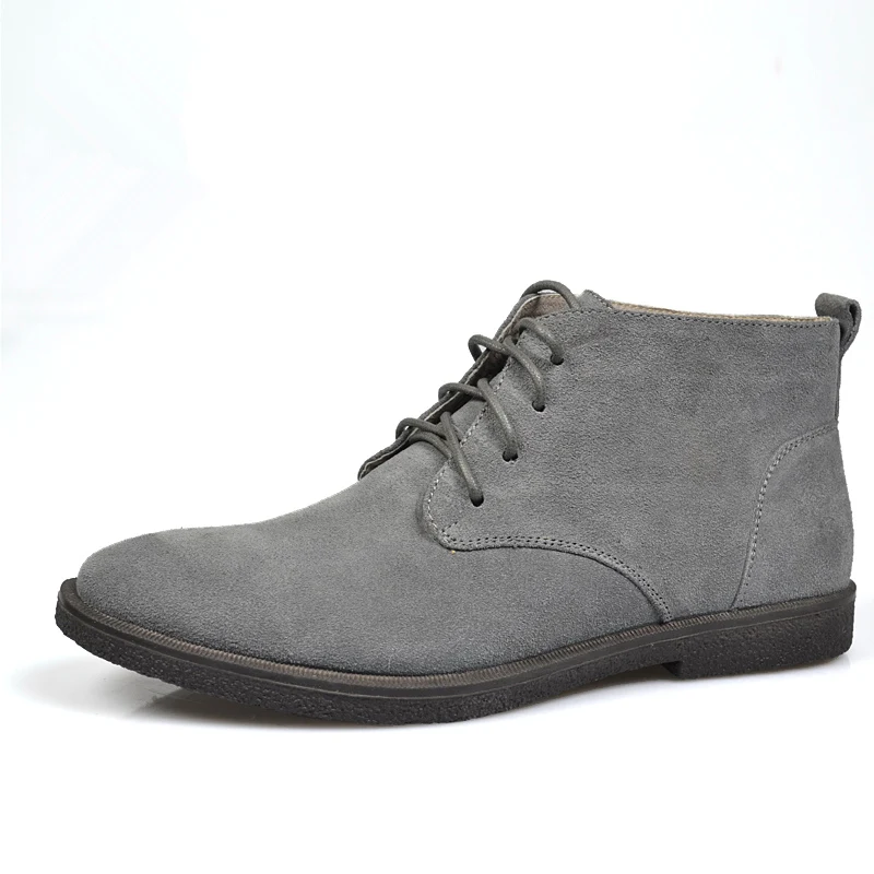 US SIZE 12 13 Nubuck Leather Casual Lace Up Desert Chukka Ankle Boots Men\'s Winter Cotton Shoes