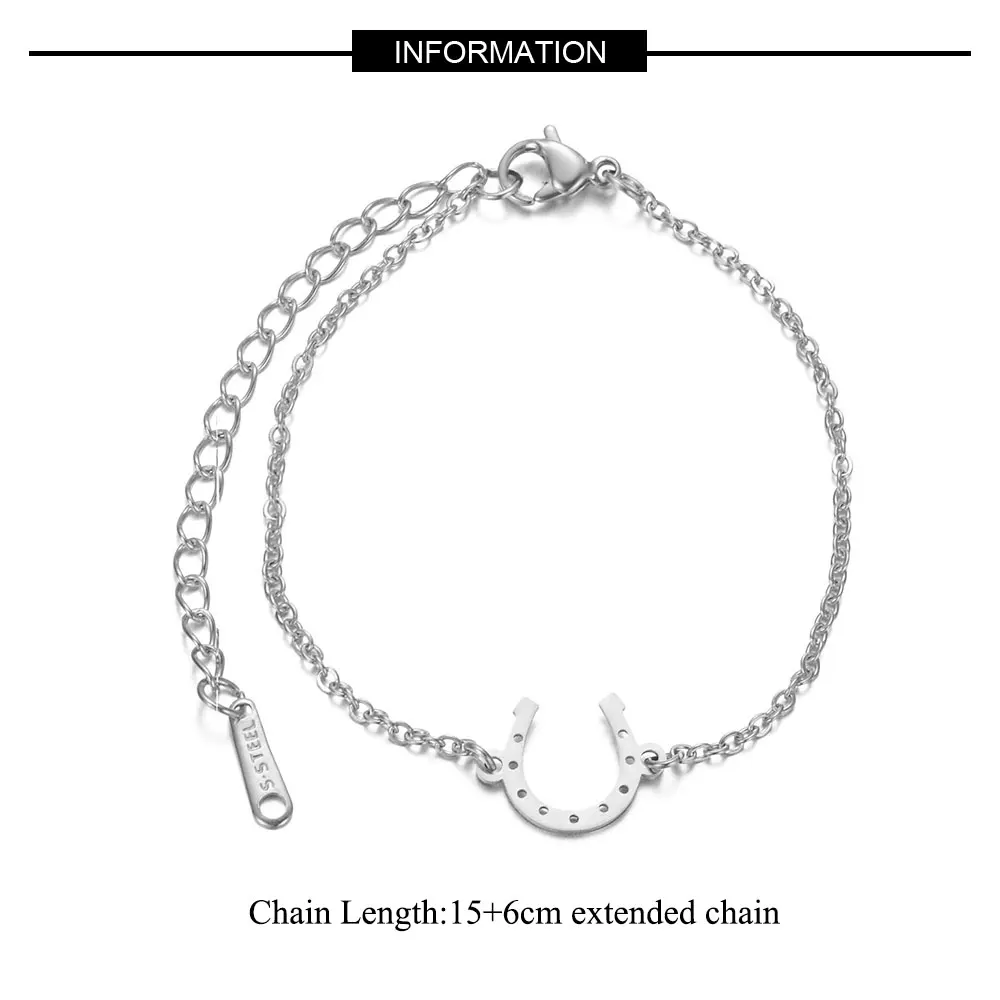 AAAAA Quality 316 Stainless Steel Lucky Horseshoe Charm Bracelet for Women Female Fabulous High PolishBracelet