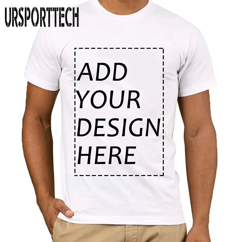 URSPORTTECH Customized Men's T Shirt Print Your Own Design High Quality Breathable Cotton T-Shirt Send Out In 3 Days White Color