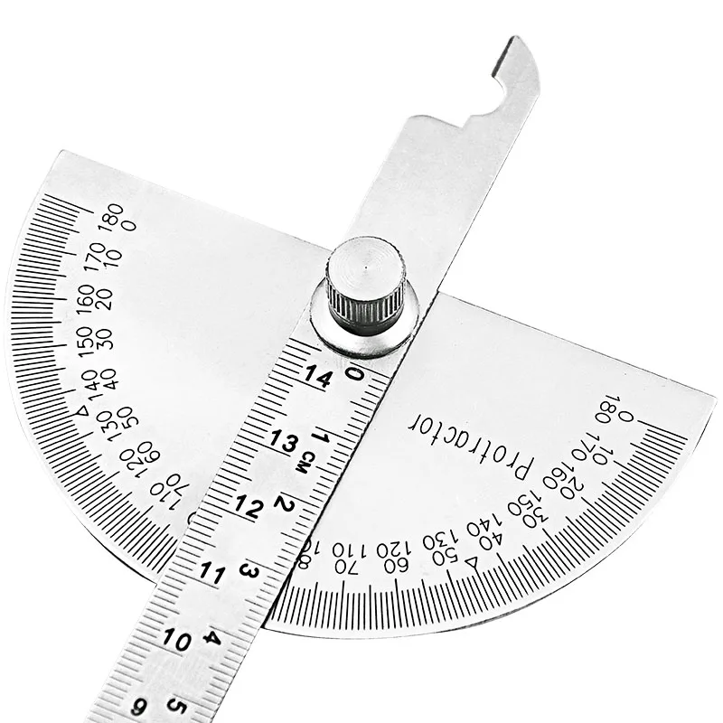 Rapporteur en acier inoxydable règle rotative 180 degrés, 197x53x14mm, pour outil de mesure du bois, 1 pièce