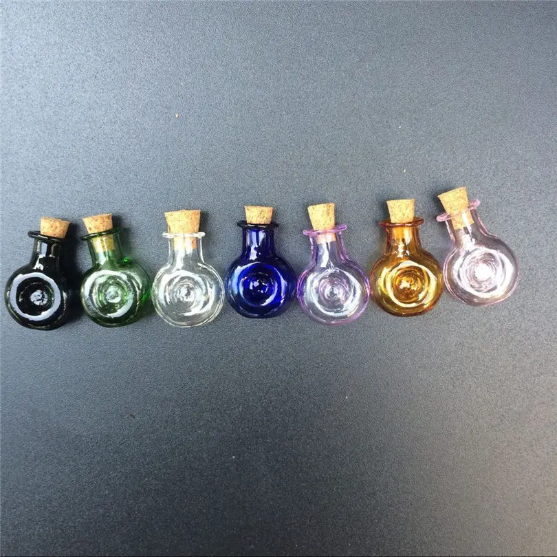 Mini Glass Flask Bottles, XO Jars with Cork, Little Bottles, Wedding, Christmas Gift, Tiny Vials, Mix 7Colors