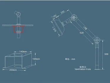 QM001 Two sections of universal suction hood Laboratory desktop universal hood, universal exhaust fan, suction hood