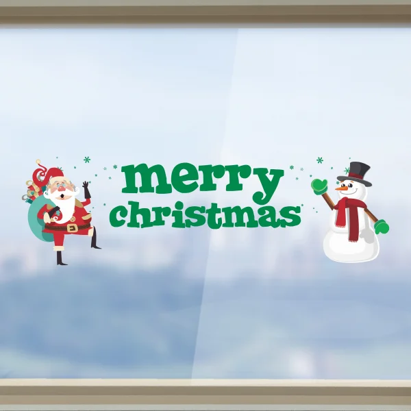 

Christmas Father and Snowman Illustration Wall Stickers Window Sticker Nursery Decoration Kids Room Vinyl Art Mural Home Decor