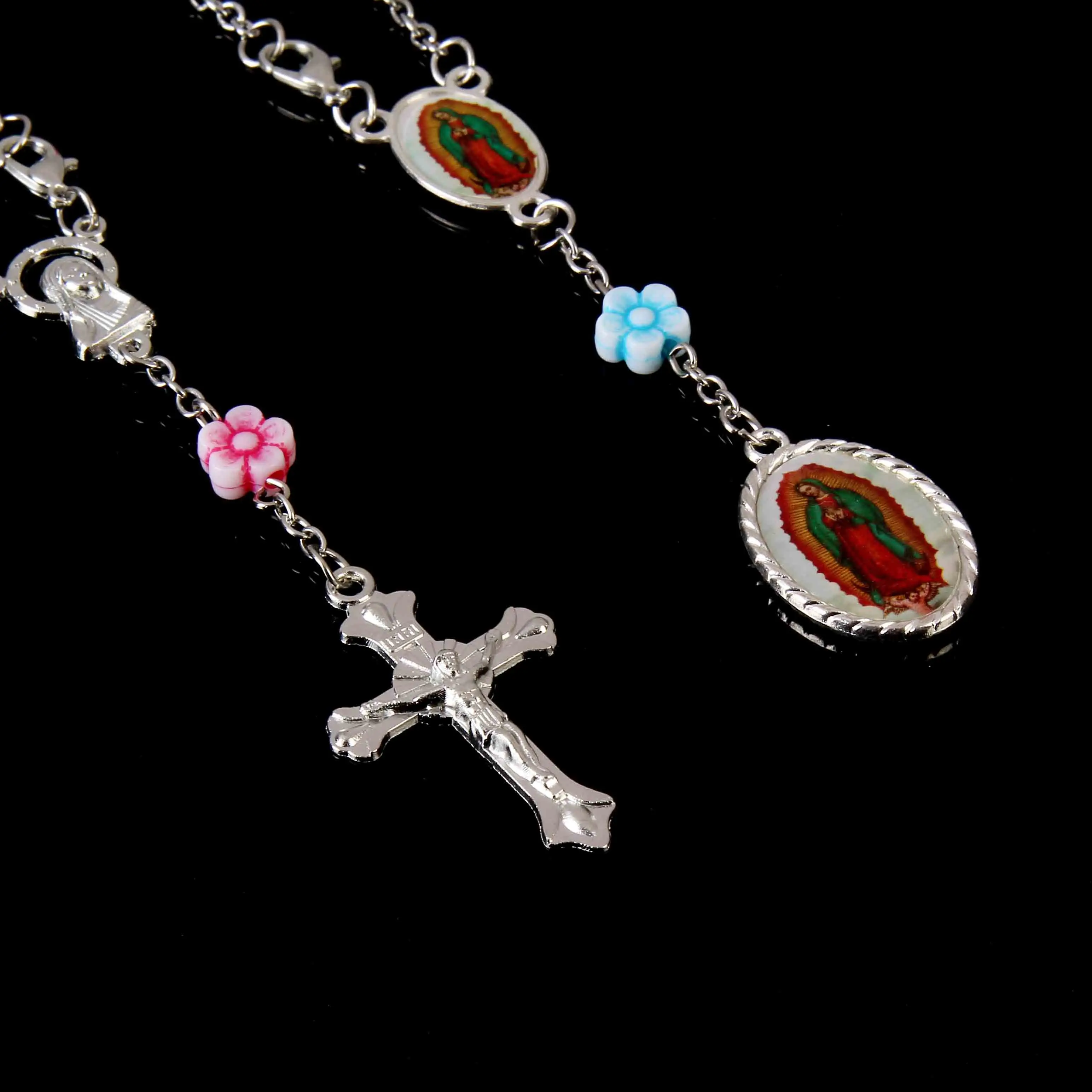 

48 шт./католический браслет розовые бусины имитация Розария Детские четки для причастия крещения как католические мини-четки