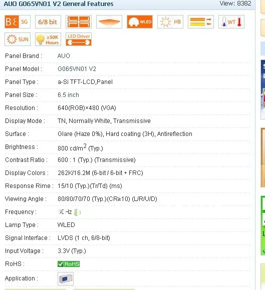 G065VN01 V2 6.5 INCH Industrial LCD,new&A+ Grade in stock, tested before shipment