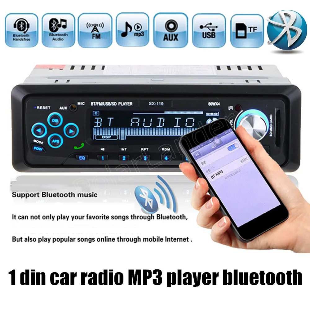 Car Radio 1 Din Universal Bluetooth MP3 Player Hands-free Stereo Audio Music USB SD FM  AUX Input 12V With Remote Control