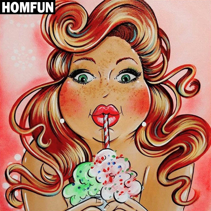 

HOMFUN Full Square/Round Drill 5D DIY Diamond Painting "Fat woman" Embroidery Cross Stitch 3D Home Decor Gift A06326