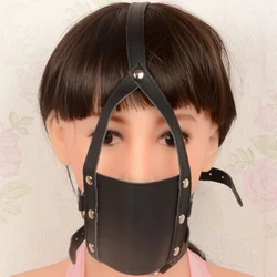 PU Bondage Non-toxic Harness Mask Hood With Mouth Gag Ball Stuffed Mouth Stuffed Adult Product Sex Game Toy For Couples