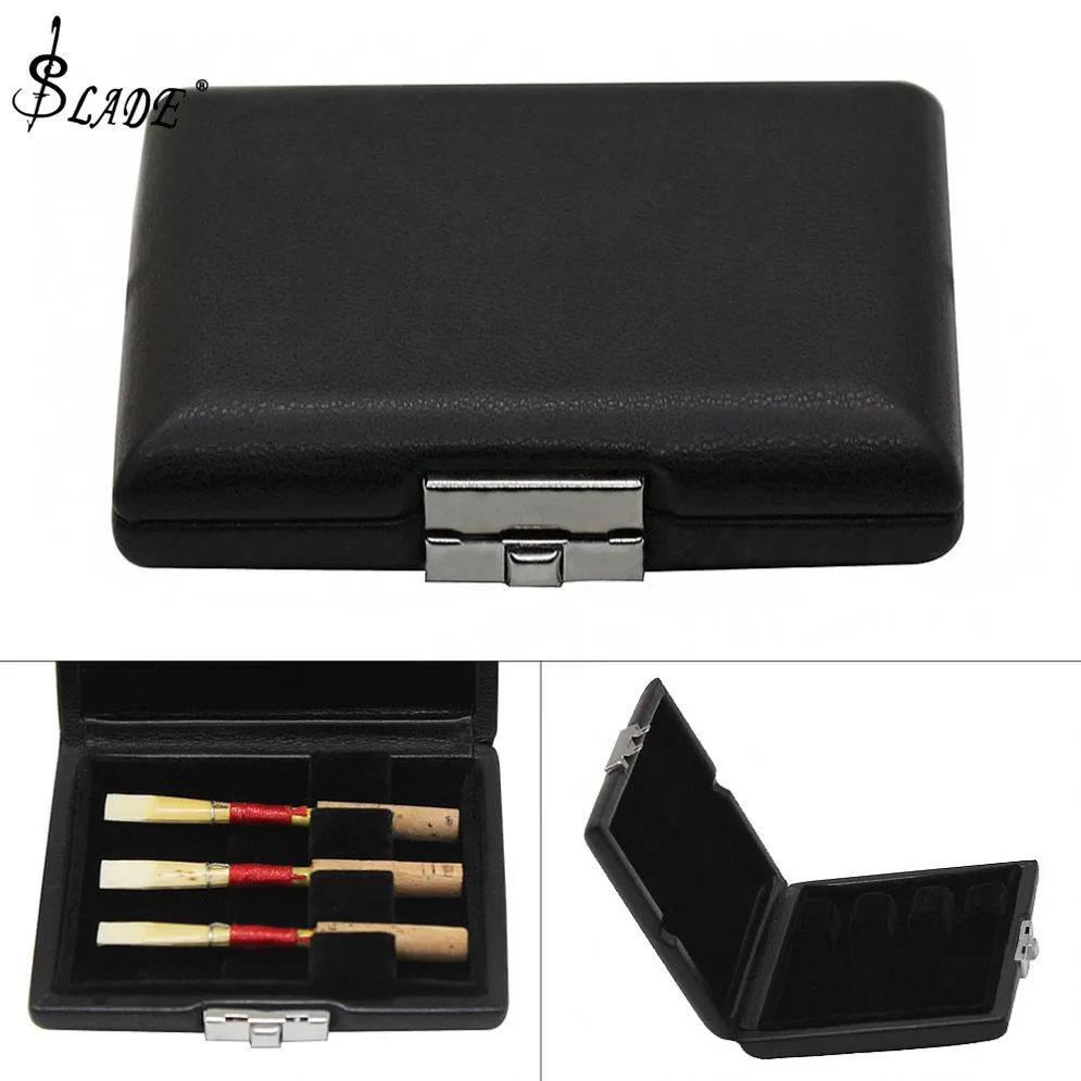 

Durable Black Leather Oboe Bassoon Reed Storage Case Box with Vent Holes for 3 Reeds