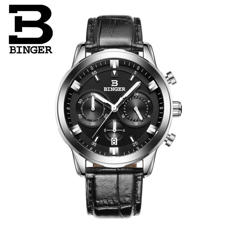 Relogio Masculino 2017 BINGER Watch Chronograph Mens Watches Top Brand Luxury Sports Watches Men Clock Quartz Wrist Watch Male