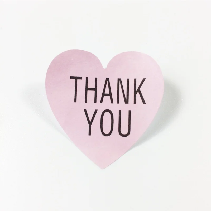 1000 Pcs/lot Simple Pink Heart Design THANK YOU print DIY Multifunction Seal Sticker Gift packaging Sticker Label