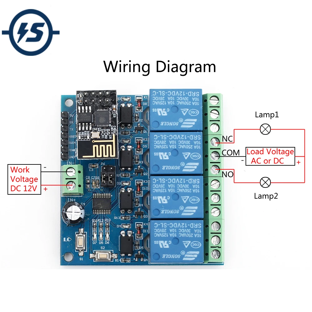 ESP8266 Wifi Relay Module 12V 4 Channel Remote Control Switch For Smart Home IOT Transmission Phone APP Controller 100m ESP-01