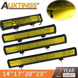 Auxtings 20 Inch Yellow Led 4x4 Offroad Light Bar For 4WD Trucks SUV ATV Trailer Beams Amber Work Driving Lights Fog Lamp