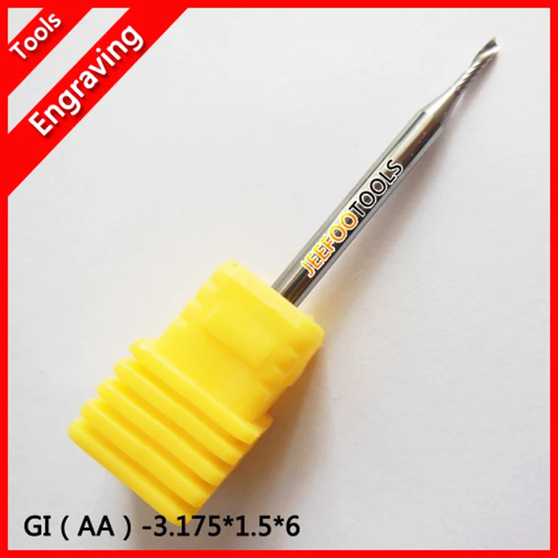 

3.175*1.5*6 mm One Flute Carbide Milling Tools, Router Bits, CNC Engraving Bits on Acrylic AA Series