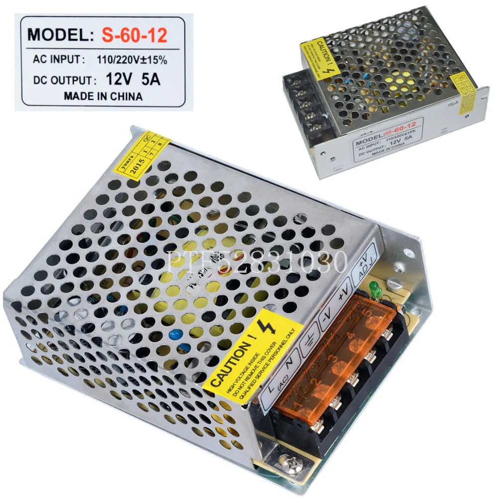 60W Switching Switch Power Supply Driver for LED Strip Light DC 12V 5A