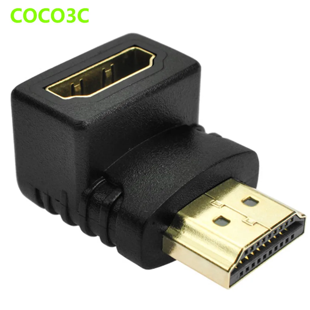 Right Angle Glod Plated HDMI Male connector to Female port Adapter for HDTV 1080P 90 degree L shape HDMI converter Card
